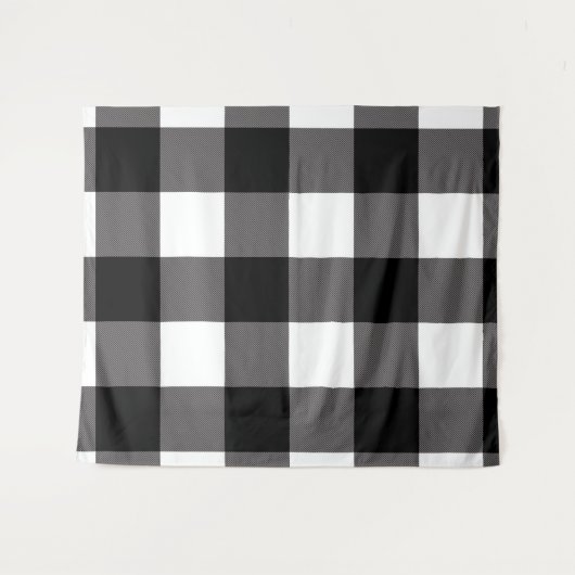 Black & White Buffalo Scheckte Kariert rustikal Wandteppich (Vorderseite (Horizontal))