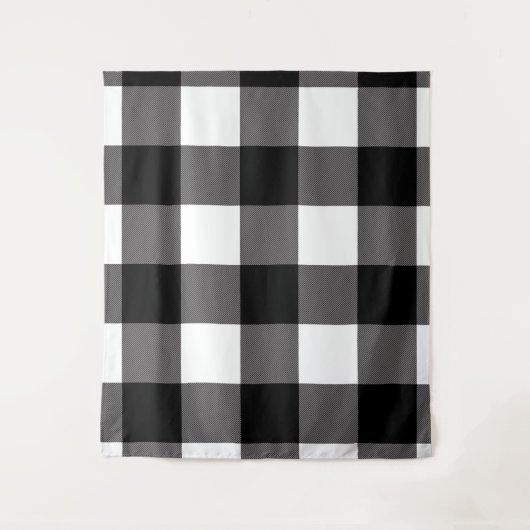 Black & White Buffalo Scheckte Kariert rustikal Wandteppich (Vorderseite)