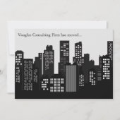 Black White Building Skyline Business Moving Ankündigung (Vorderseite)