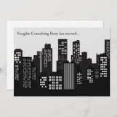 Black White Building Skyline Business Moving Ankündigung (Vorne/Hinten)