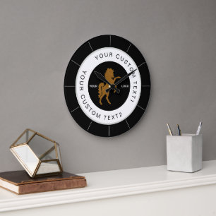 Black & White Business Logo Company mit der Marke Große Wanduhr