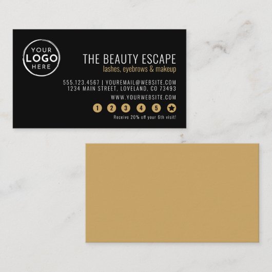 Black White Business Logo Loyalty Card Treuekarte (Vorne/Hinten)