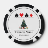 Black & White Business Name Grüner Weihnachtsbaum Pokerchips (Rückseite)