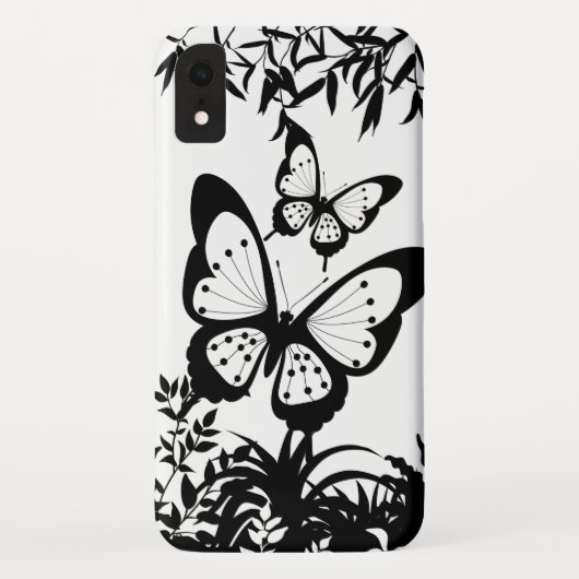 Black, White, Butterflies iPhone Case, Case-Mate iPhone Hülle (Rückseite)