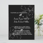Black & White Butterfly Scroll Hochzeit Einladung (Stehend Vorderseite)