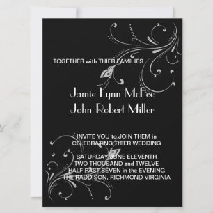 Black & White Butterfly Scroll Hochzeit Einladung