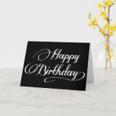 Black & White Calligraphy Happy Birthday Card Karte (Gelbe Blume)