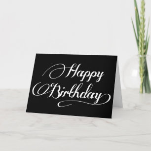 Black & White Calligraphy Happy Birthday Card Karte