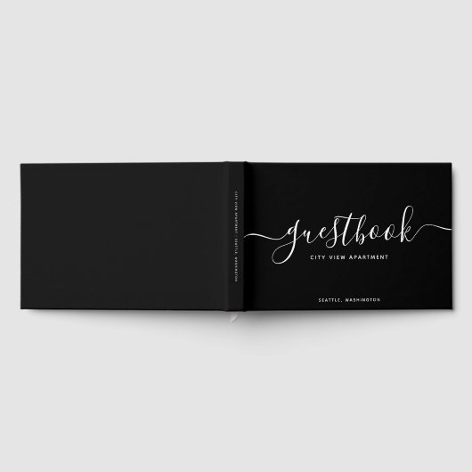 Black & White Calligraphy Vacation Zuhause oder Mi Gästebuch (Voll)