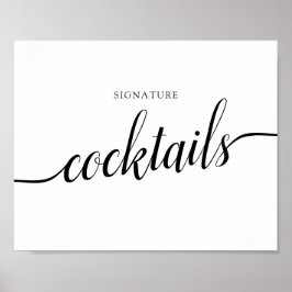Black & White Calligraphy Wedding "Cocktails" Zeic Poster