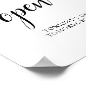 Black & White Calligraphy Wedding "Open Bar" Zeich Poster (Ecke)