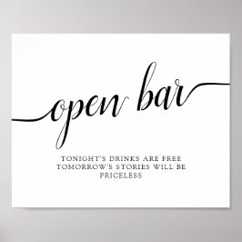 Black & White Calligraphy Wedding "Open Bar" Zeich Poster