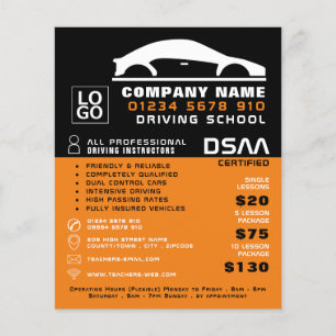 Black & White Car Logo, Driving School, Instructor Flyer
