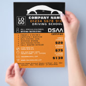 Black & White Car Logo, Driving School, Instructor Flyer (Hand)