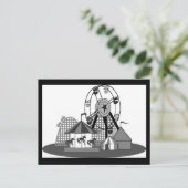 Black & White Carnival Thema Party Postkarte (Stehend Vorderseite)