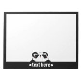 Black White Cartoon Panda Cute NAME Notizblock (Vorderseite)