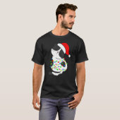 Black White Cat Christmas Tree Lights Santa Hat Ca T-Shirt (Vorne ganz)