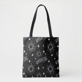 Black & White Celestist Sunburst Tote Bag Tasche