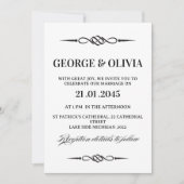 Black White Celtic Knot Arrow Wedding Einladung (Vorderseite)