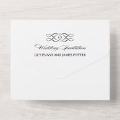 Black White Celtic Knot Wedding All In One Einladung (Rückseite)