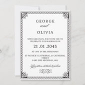 Black White Celtic Knot Wedding Einladung (Vorderseite)