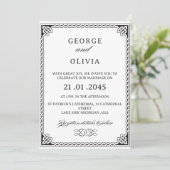 Black White Celtic Knot Wedding Einladung (Stehend Vorderseite)