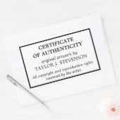Black White Certificate of Authenticity Rechteckiger Aufkleber (Umschlag)