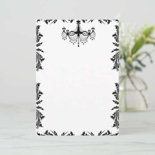 Black & White Chandelier Invitation Einladung (Stehend Vorderseite)