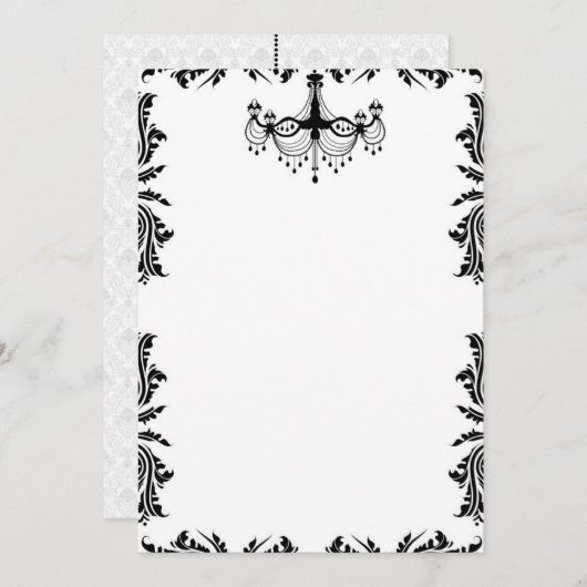 Black & White Chandelier Invitation Einladung (Vorne/Hinten)