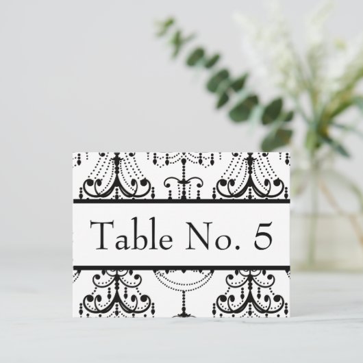 Black&White Chandelier Wedding Postcard Table # s Postkarte (Stehend Vorderseite)