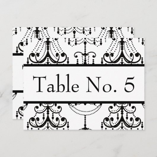 Black&White Chandelier Wedding Postcard Table # s Postkarte (Vorne/Hinten)