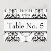 Black&White Chandelier Wedding Postcard Table # s Postkarte (Rückseite)
