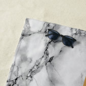 Black White Check Marble Beach Towel Your Number Strandtuch (Beispiel)