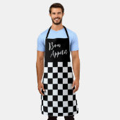 Black & White Checkerboard Apron Schürze (Getragen)