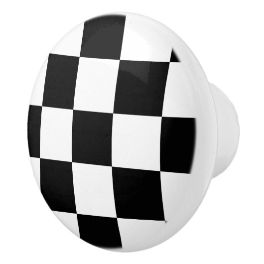Black & White Checkerboard Ceramic Pull Keramikknauf (Rechts)