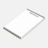 Black & White Checkerboard Notepad | Editable Pers Post-it Klebezettel (angewinkelt)