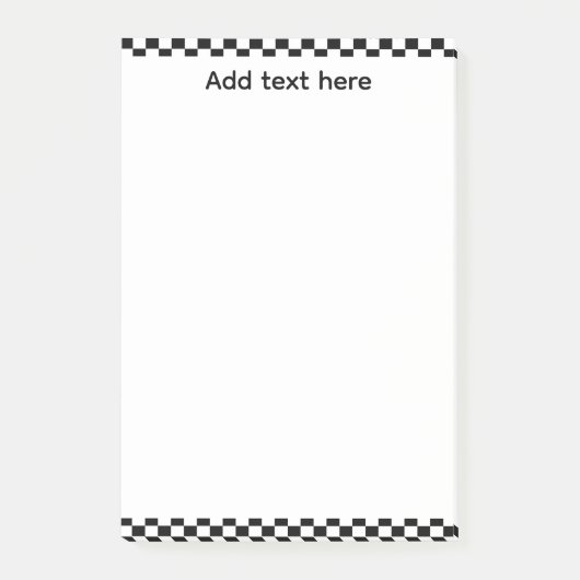 Black & White Checkerboard Notepad | Editable Pers Post-it Klebezettel (Vorderseite)