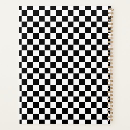 Black White Checkered Checkerboard Planer (Rückseite)