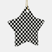 Black White Checkered Custom Text Keramik Ornament (Rechts)