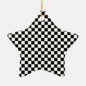 Black White Checkered Custom Text Keramik Ornament (Vorne)
