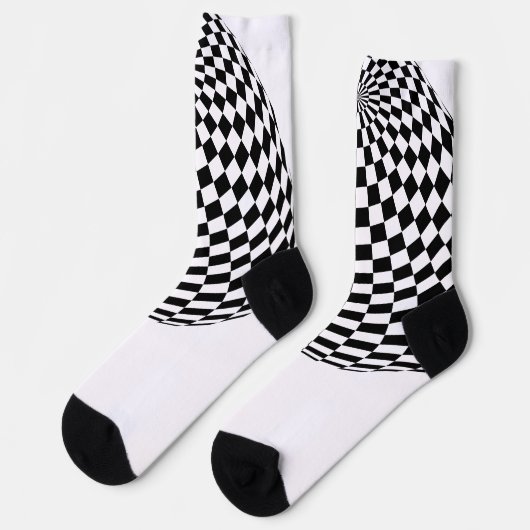 Black/White Checkered Globes Thunder_Cove Socken (Linkes Detail)