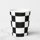 Black White Checkered Happy Birthday Paper Cups Pappbecher (Rechts)