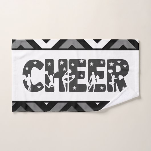 Black & White Cheer Star Cheering Girl-Silhouette Handtuch (Handtuch)