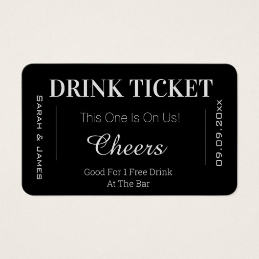 Black & White Cheers Wedk Drink Ticket (Vorderseite)