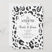 Black & White Cheetah Leopard Chic Wedding Einladung (Vorderseite)