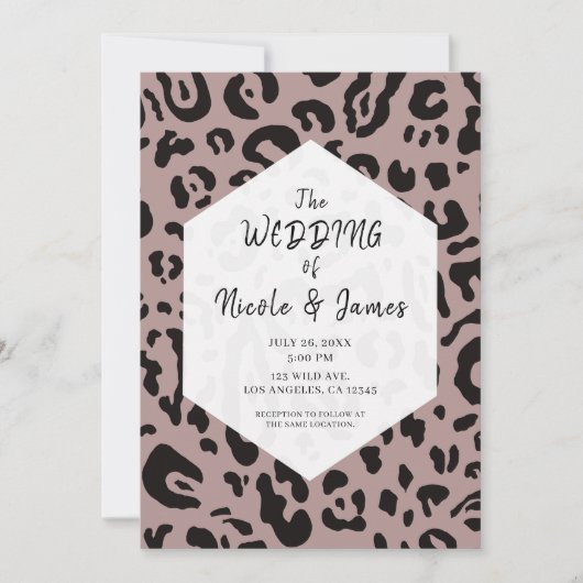 Black & White Cheetah Leopard Chic Wedding Invit Einladung (Vorderseite)