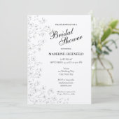 Black & White Cherry Blossoms Floral Bridal Shower Einladung (Stehend Vorderseite)