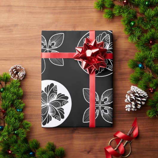 Black White Chic Pattern Geschenkpapier (Feiertagsgeschenk)