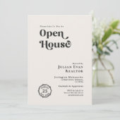 Black & White Chic Typografy Business Open House Einladung (Stehend Vorderseite)