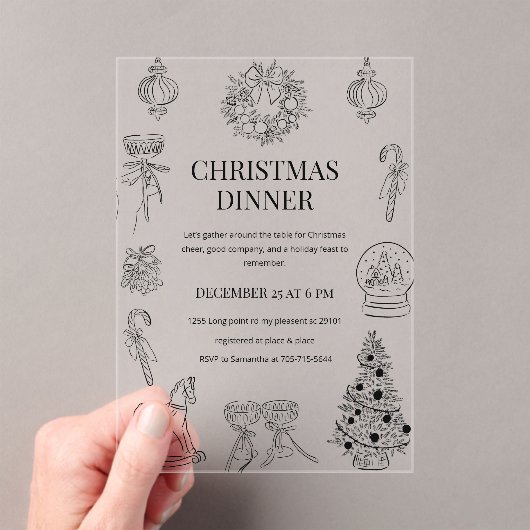 Black & White Christmas Dinner Acryleinladungen (Insitu (Handheld))